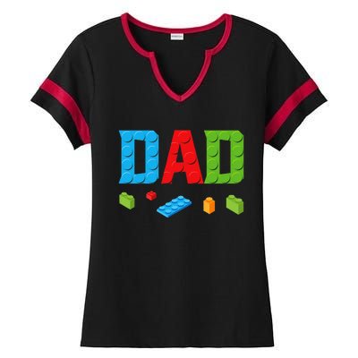 Dad Master Builder Building Bricks Blocks Family Set Parents Ladies Halftime Notch Neck Tee