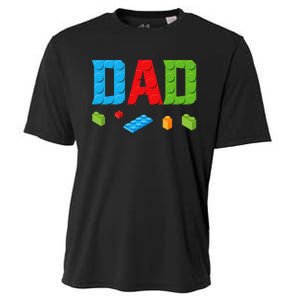 Dad Master Builder Building Bricks Blocks Family Set Parents Cooling Performance Crew T-Shirt