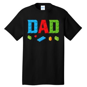 Dad Master Builder Building Bricks Blocks Family Set Parents Tall T-Shirt