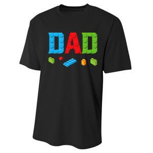 Dad Master Builder Building Bricks Blocks Family Set Parents Performance Sprint T-Shirt