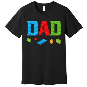 Dad Master Builder Building Bricks Blocks Family Set Parents Premium T-Shirt