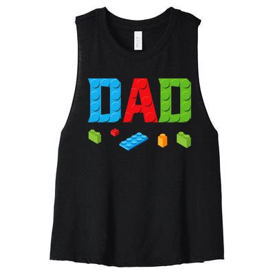 Dad Master Builder Building Bricks Blocks Family Set Parents Women's Racerback Cropped Tank