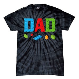 Dad Master Builder Building Bricks Blocks Family Set Parents Tie-Dye T-Shirt