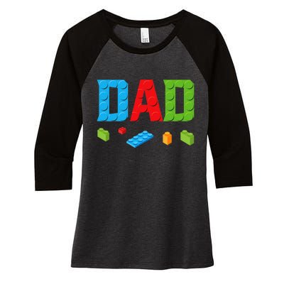 Dad Master Builder Building Bricks Blocks Family Set Parents Women's Tri-Blend 3/4-Sleeve Raglan Shirt