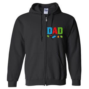 Dad Master Builder Building Bricks Blocks Family Set Parents Full Zip Hoodie