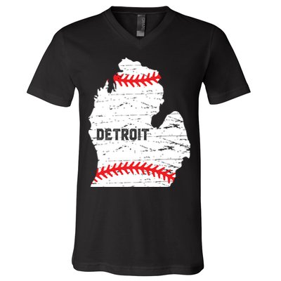 Detroit Michigan Baseball V-Neck T-Shirt
