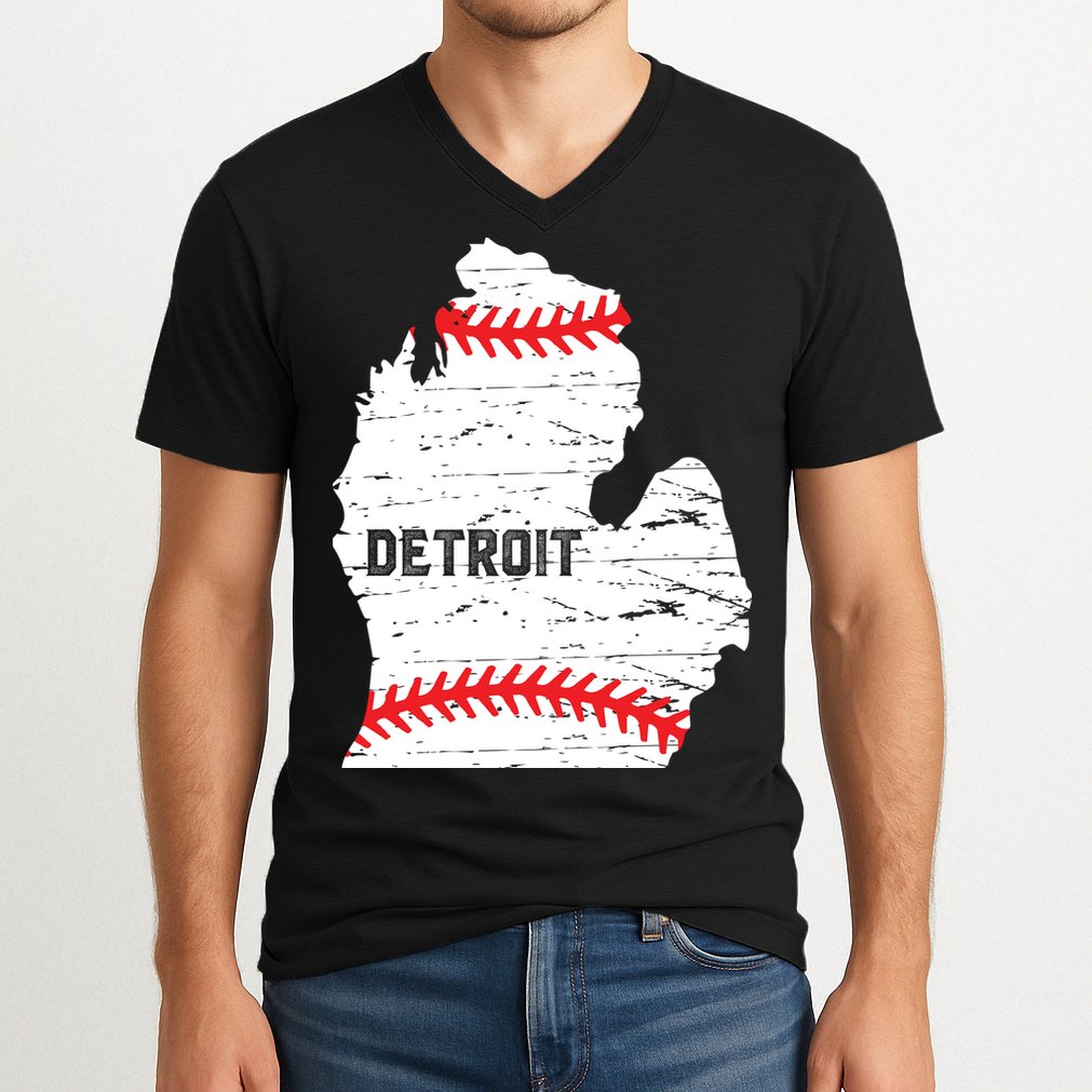 Detroit Michigan Baseball V-Neck T-Shirt