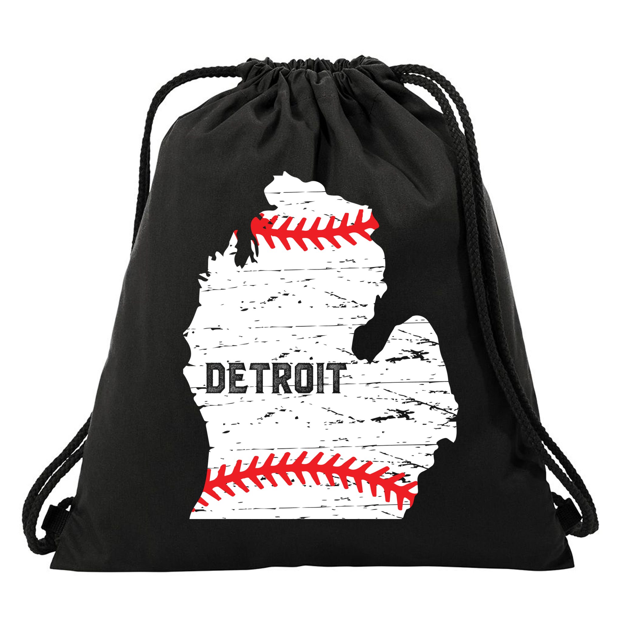 Detroit Michigan Baseball Drawstring Bag