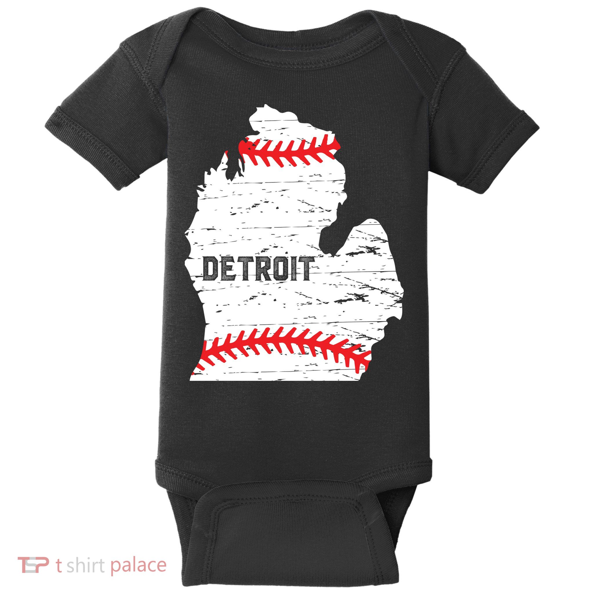 Detroit Michigan Baseball Baby Bodysuit