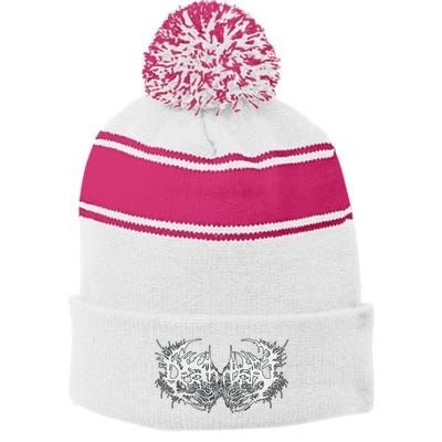 Death Metal Band Logo Symbol Font Metalhead Musician Stripe Pom Pom Beanie