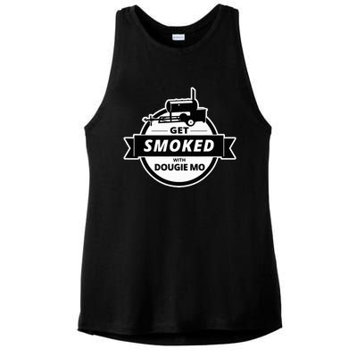 Dougie Mo Bbq Catering Exclusive Custom Clothing Get Smoked Ladies PosiCharge Tri-Blend Wicking Tank