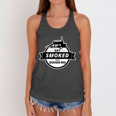 Dougie Mo Bbq Catering Exclusive Custom Clothing Get Smoked Women's Knotted Racerback Tank