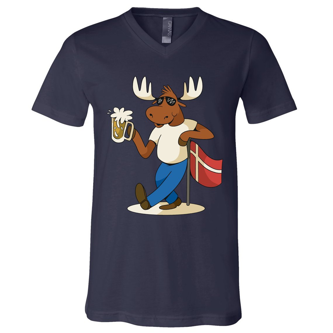 Denmark Moose Beer V-Neck T-Shirt