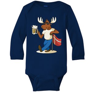 Denmark Moose Beer Baby Long Sleeve Bodysuit