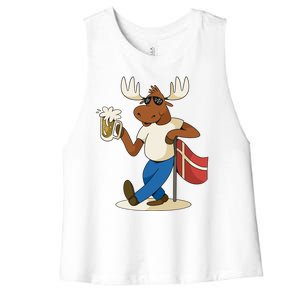 Denmark Moose Beer Women's Racerback Cropped Tank