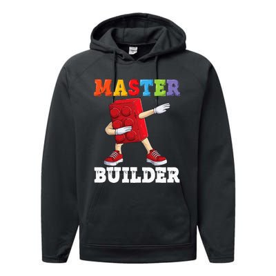 Dabbing Master Builder Funny Building Blocks Bricks Performance Fleece Hoodie