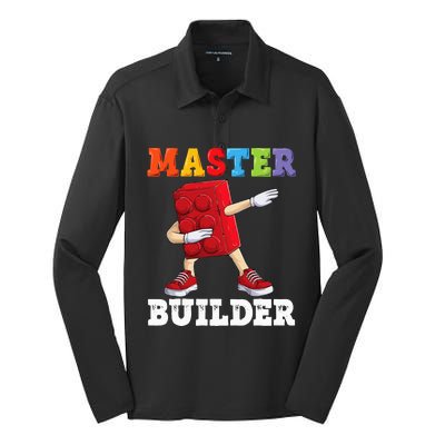 Dabbing Master Builder Funny Building Blocks Bricks Silk Touch Performance Long Sleeve Polo