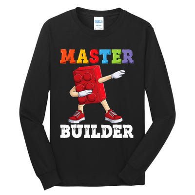 Dabbing Master Builder Funny Building Blocks Bricks Tall Long Sleeve T-Shirt