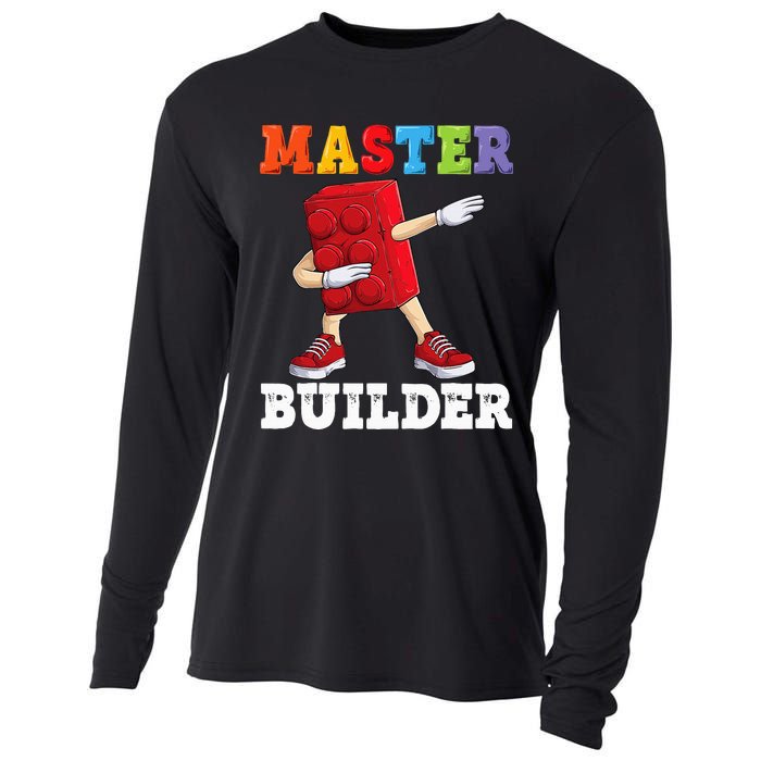 Dabbing Master Builder Funny Building Blocks Bricks Cooling Performance Long Sleeve Crew