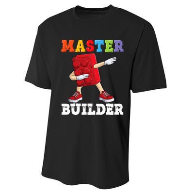 Dabbing Master Builder Funny Building Blocks Bricks Performance Sprint T-Shirt