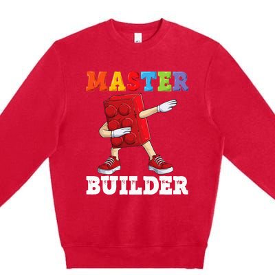 Dabbing Master Builder Funny Building Blocks Bricks Premium Crewneck Sweatshirt