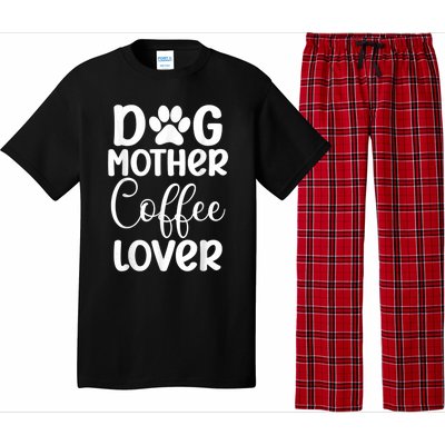 Dog Mother Coffee Lover Funny Graphic Dog Mom Tees For Women Pajama Set