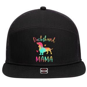 Dachshund Mama Colorful Doxie Funny Gift Dog Mom Gift 7 Panel Mesh Trucker Snapback Hat