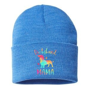 Dachshund Mama Colorful Doxie Funny Gift Dog Mom Gift Sustainable Knit Beanie