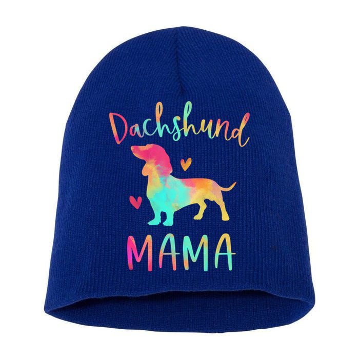 Dachshund Mama Colorful Doxie Funny Gift Dog Mom Gift Short Acrylic Beanie