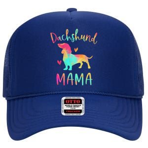 Dachshund Mama Colorful Doxie Funny Gift Dog Mom Gift High Crown Mesh Back Trucker Hat