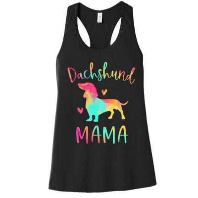 Dachshund Mama Colorful Doxie Gifts Dog Mom  Women's Racerback Tank