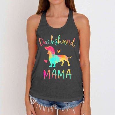 Dachshund Mama Colorful Doxie Gifts Dog Mom  Women's Knotted Racerback Tank