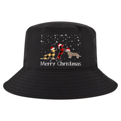 Dachshund Merry Christmas Cute Plaid Leopard Doxie Dog Xmas Gift Cool Comfort Performance Bucket Hat