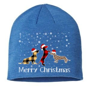 Dachshund Merry Christmas Cute Plaid Leopard Doxie Dog Xmas Gift Sustainable Beanie