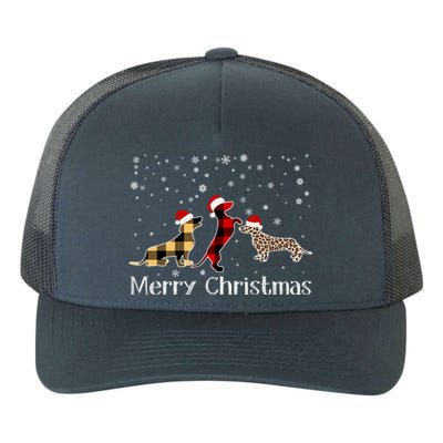 Dachshund Merry Christmas Cute Plaid Leopard Doxie Dog Xmas Gift Yupoong Adult 5-Panel Trucker Hat