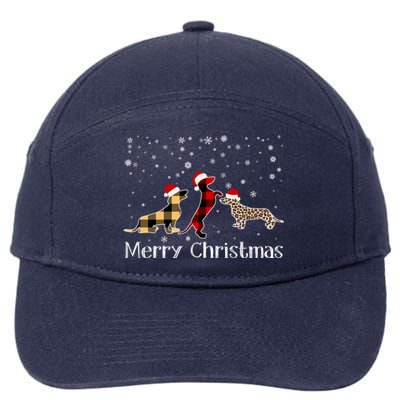 Dachshund Merry Christmas Cute Plaid Leopard Doxie Dog Xmas Gift 7-Panel Snapback Hat