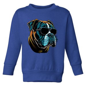 Dad Mom Cool Dog Sunglasses Boxer Gift Toddler Sweatshirt