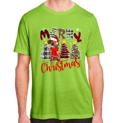 Dachshund Merry Christmas Tree Leopard Plaid Printed Great Gift Adult ChromaSoft Performance T-Shirt