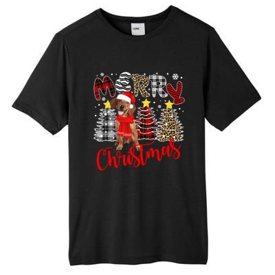 Dachshund Merry Christmas Tree Leopard Plaid Printed Great Gift Tall Fusion ChromaSoft Performance T-Shirt