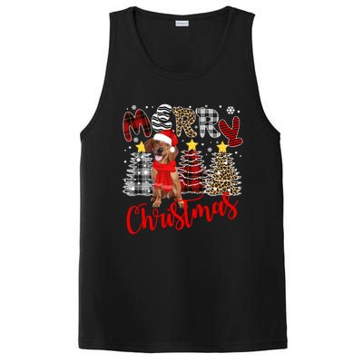 Dachshund Merry Christmas Tree Leopard Plaid Printed Great Gift PosiCharge Competitor Tank