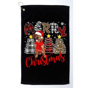 Dachshund Merry Christmas Tree Leopard Plaid Printed Great Gift Platinum Collection Golf Towel