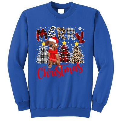 Dachshund Merry Christmas Tree Leopard Plaid Printed Great Gift Sweatshirt