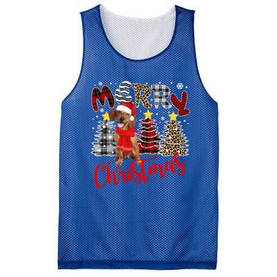 Dachshund Merry Christmas Tree Leopard Plaid Printed Great Gift Mesh Reversible Basketball Jersey Tank