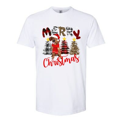 Dachshund Merry Christmas Tree Leopard Plaid Printed Great Gift Softstyle CVC T-Shirt