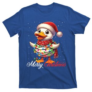 Duck Merry Christmas Lights Santa Hat Xmas Snow Gift T-Shirt