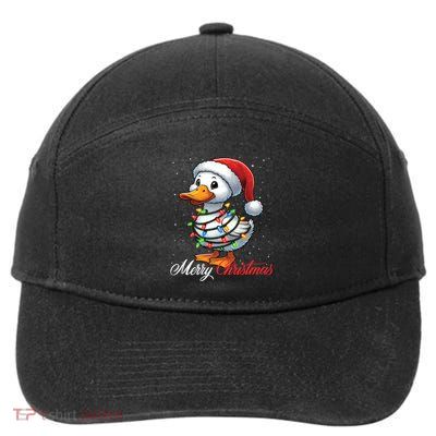 Duck Merry Christmas Lights Santa Hat Xmas Snow Gift 7-Panel Snapback Hat