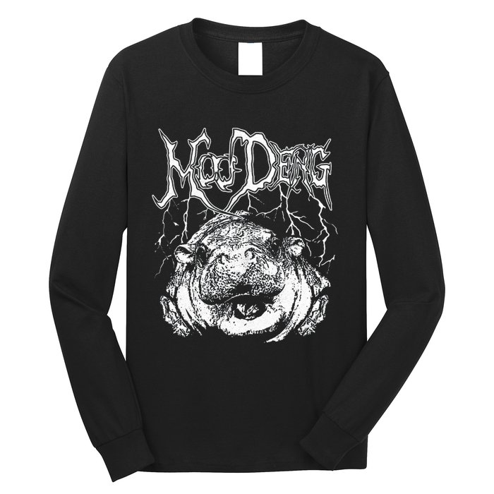 Death Metal Cute Baby Hippo Moo Deng Hippopotamus Long Sleeve Shirt