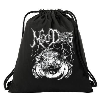 Death Metal Cute Baby Hippo Moo Deng Hippopotamus Drawstring Bag