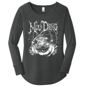 Death Metal Cute Baby Hippo Moo Deng Hippopotamus Women's Perfect Tri Tunic Long Sleeve Shirt