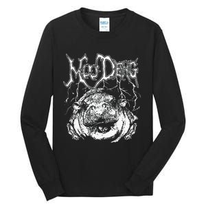 Death Metal Cute Baby Hippo Moo Deng Hippopotamus Tall Long Sleeve T-Shirt